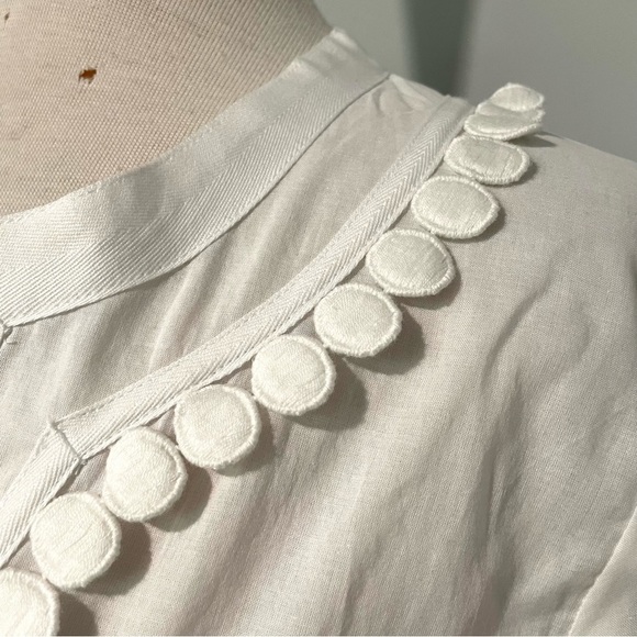 NWT J Crew Factory White Pom Pom Blouse Top size M - Picture 5 of 11